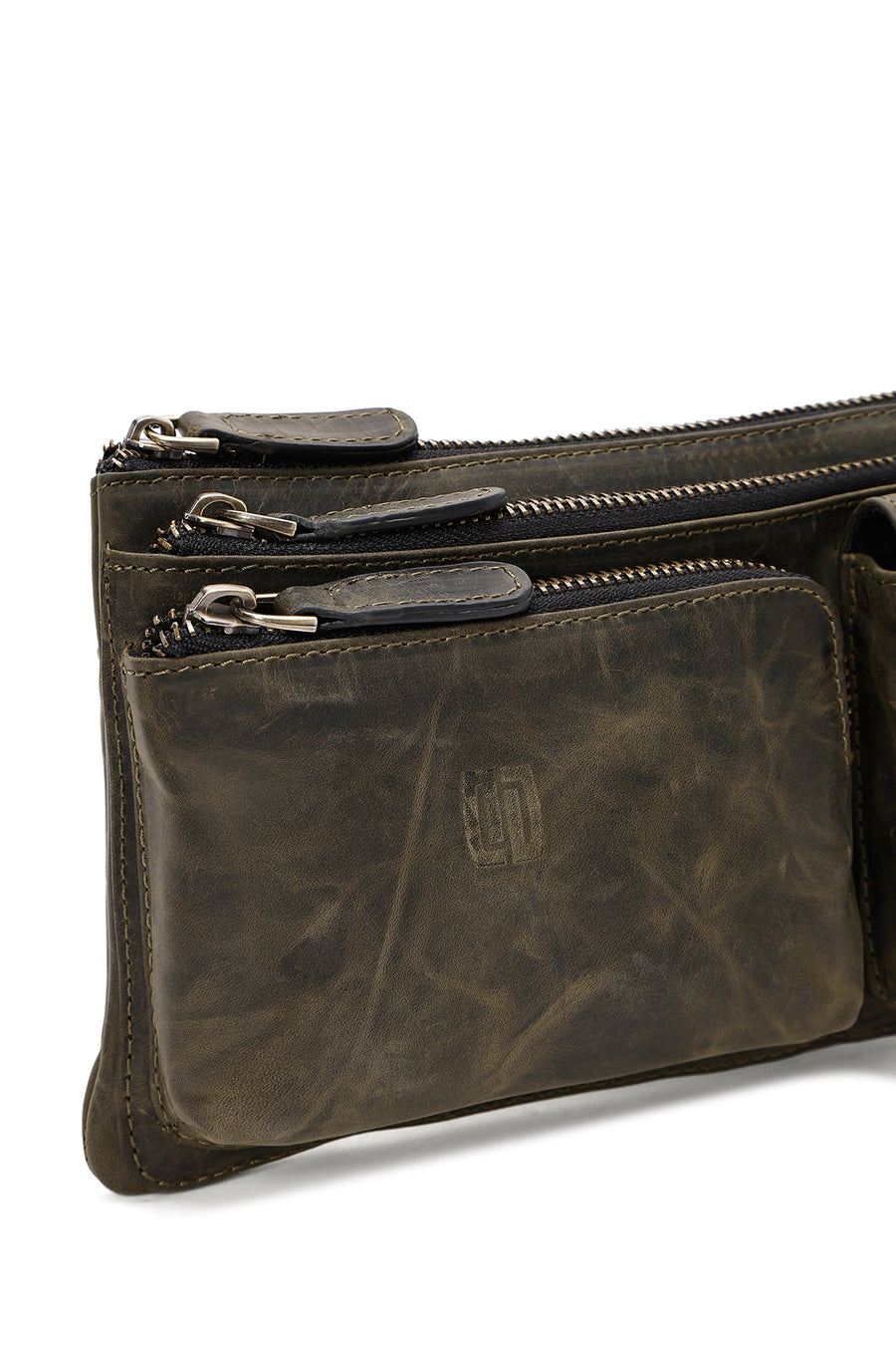 Men's Khaki Leather Waist Bag
