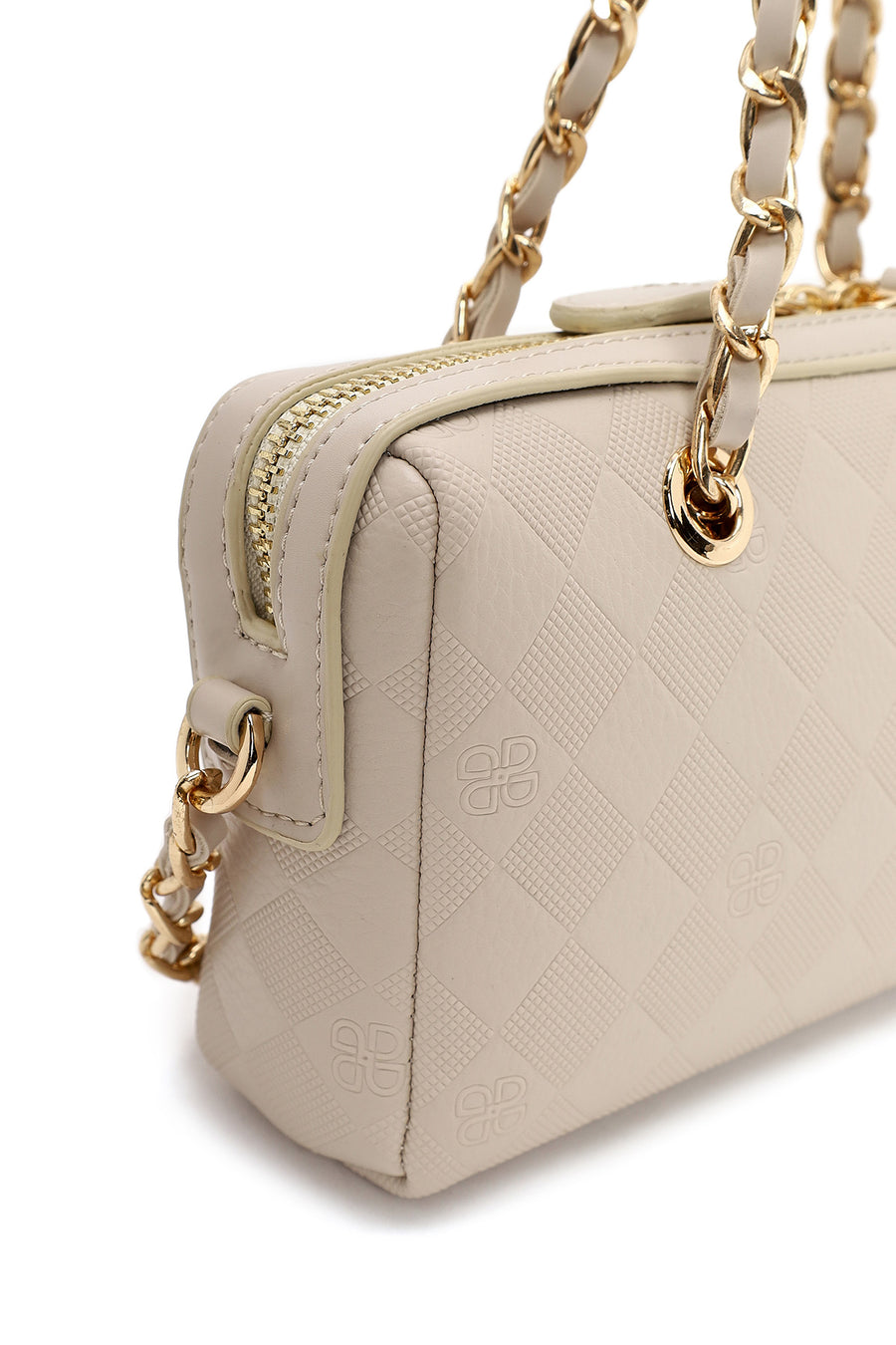 Woman Cream Printed Mini Crossbody Bag