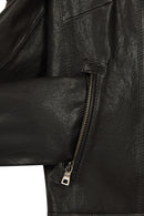 Smart Woman Black Short Leather Jacket | Derimod