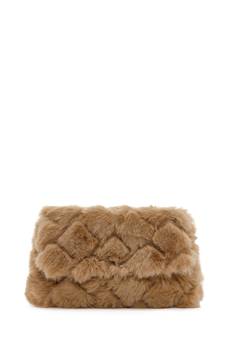 Women's Camel Chain Strap Plush Crossbody Bag