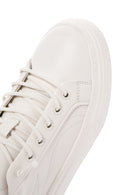 Men's White Lace-up Leather Sneaker | Derimod