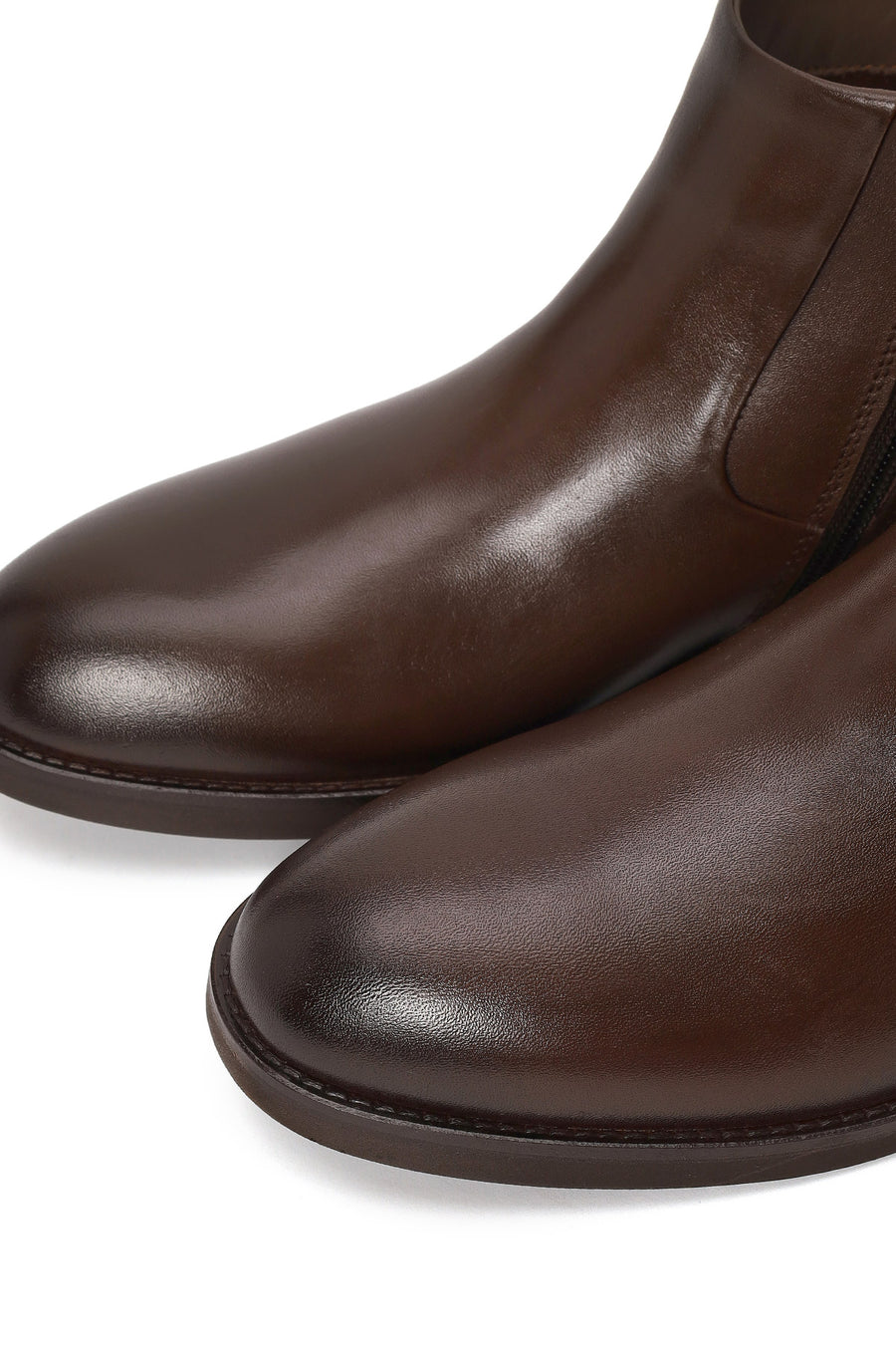 Derimod Black Male Brown Zip Closure Leather Boots