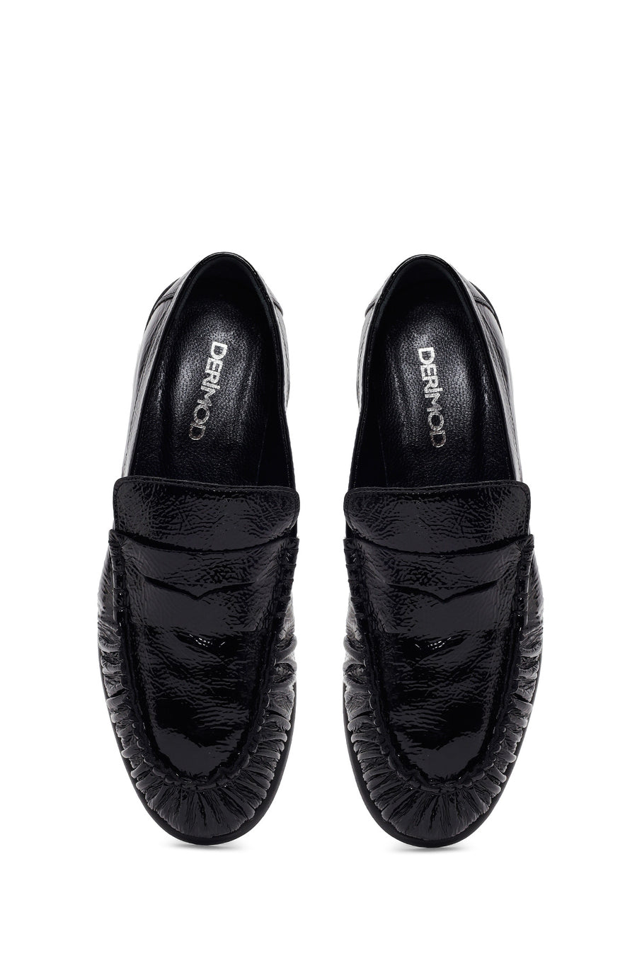 Kadın Siyah Deri Maskülen Loafer