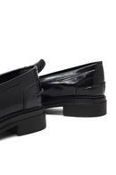Kadın Siyah Rugan Deri Maskülen Loafer | Derimod