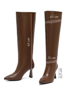 Woman Brown High Heels Leather Boot | Derimod