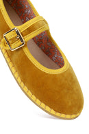 Woman Yellow Buckled Fabric Mary Jane Ballerine flats | Derimod