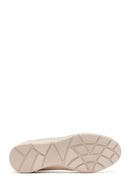 Women's Cream Patterned Leather Ballet Flats | Derimod