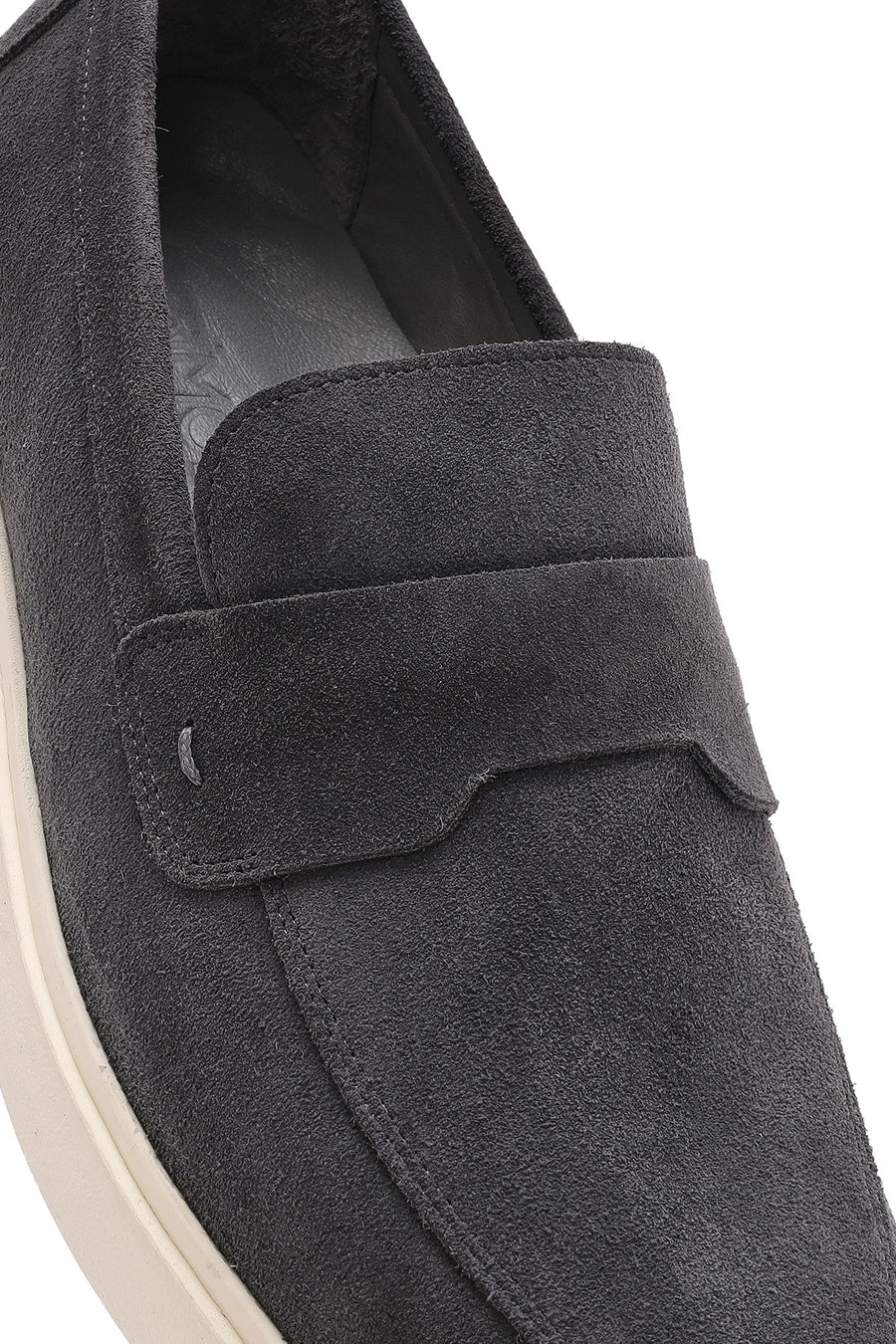 Erkek Gri Süet Deri Casual Loafer