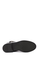 Women's Black Zippered Buckle Detailed Leather Boots | Derimod