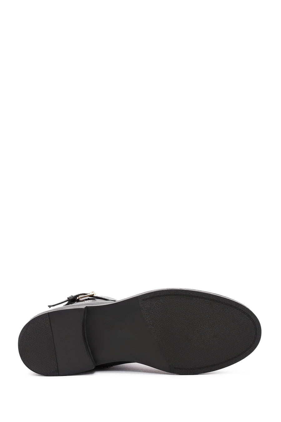 Women's Black Zippered Buckle Detailed Leather Boots