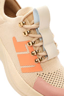 Derimod Zero Women's Beige Thick-Soled Lace-Up Fabric Sneakers | Derimod