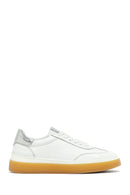 Woman White Laced Leather Sneakers | Derimod