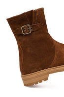 Women's Tan Suede Leather Boots | Derimod