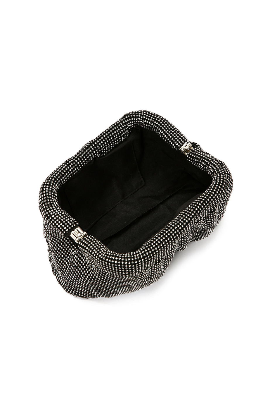 Women's Black Long Chain Strap Stone Cross Bag