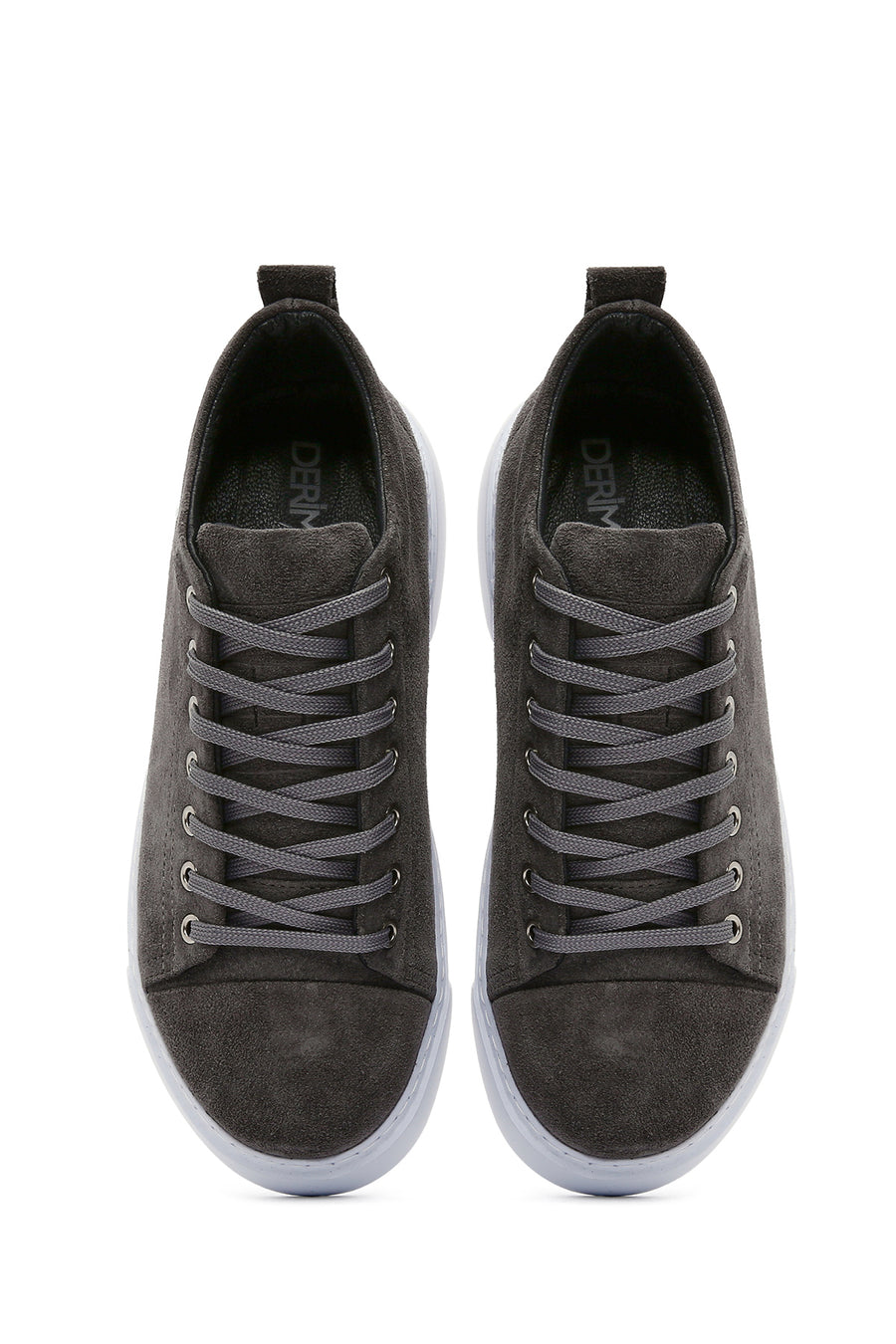 Men's Gray Lace-Up Suede Leather Sneaker