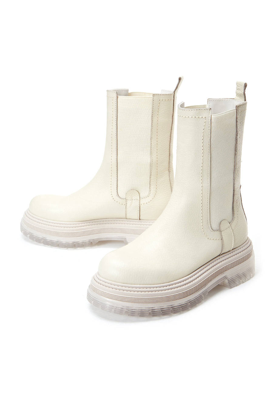 Women's Cream Leather Chelsea Boots