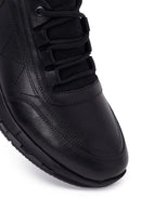 Erkek Siyah Bağcıklı Deri Casual Sneaker | Derimod