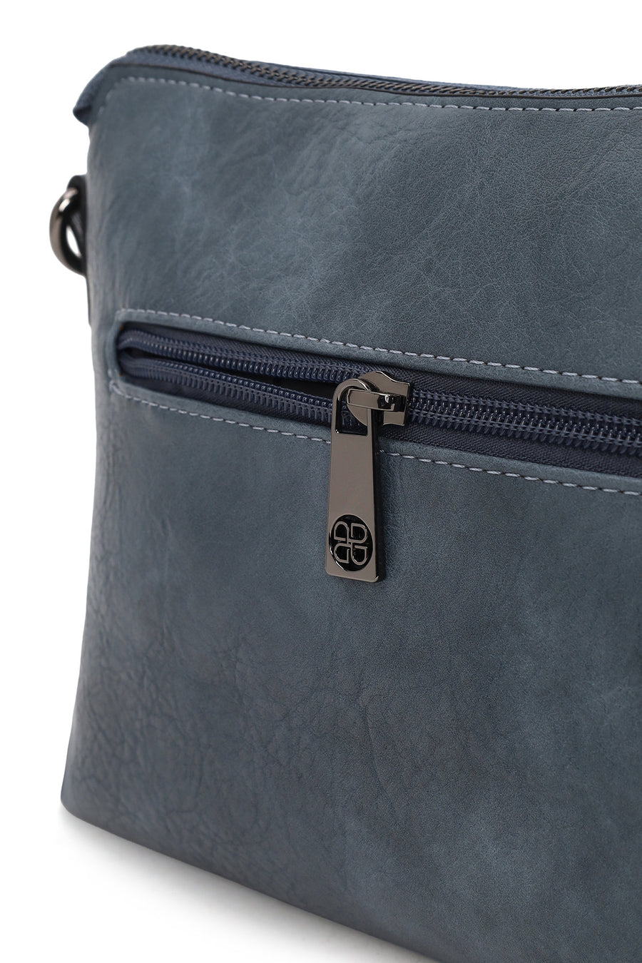 Woman Blue Long-Strap Suede Crossbody Bag