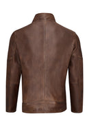 Mbappe Men's Brown Leather Jacket | Derimod
