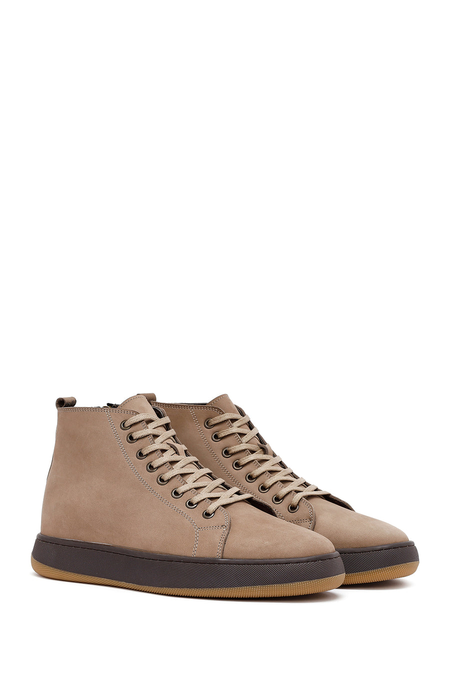 Men's Mink Lace-Up Zippered Nubuck Leather Sports Boots