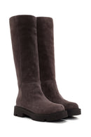 Women's Mink Thick Soled Zippered Suede Leather Casual Boots | Derimod