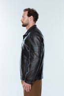 Bruno (Plus) Men's Black Leather Coat | Derimod