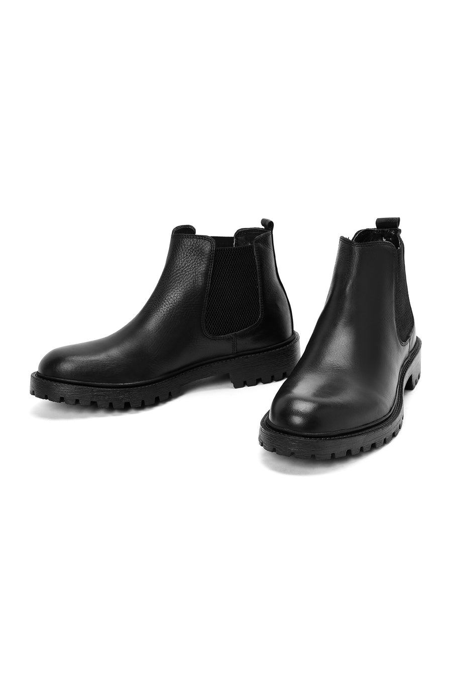 Men's Black Leather Casual Chelsea Boots