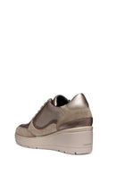Geox Women's Mink Ilde Taup Lace-Up Thick-Soled Sneaker | Derimod