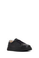Women's Black Lace-up Leather Sneaker | Derimod