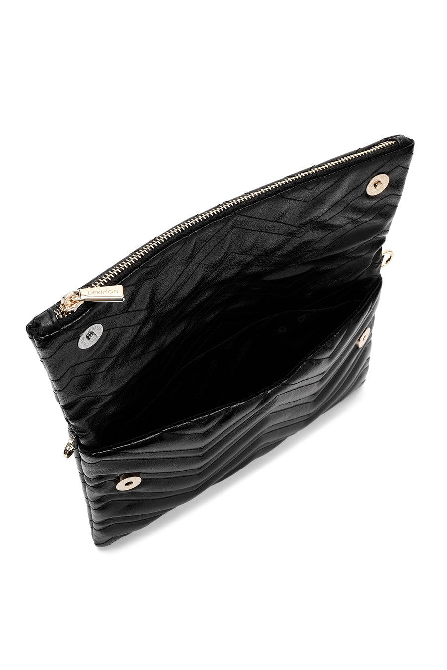 Women's Black Long Chain Strap Quilted Clutch Bag