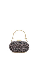Women's Pink Leopard Pattern Long Strap Mini Clutch Evening Bag | Derimod