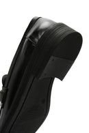 Women's Black Buckle Detailed Leather Masculine Loafer | Derimod