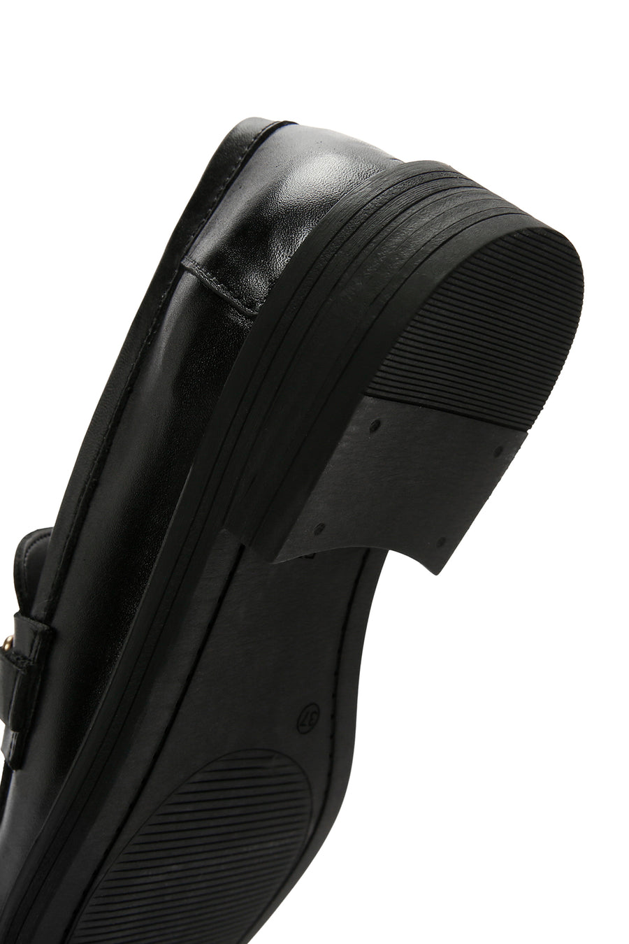 Women's Black Buckle Detailed Leather Masculine Loafer