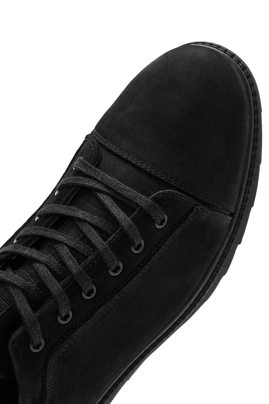 Erkek Siyah Bağcıklı Deri Sneaker