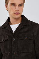 Icardi Men's Brown Suede Blazer Leather Jacket | Derimod