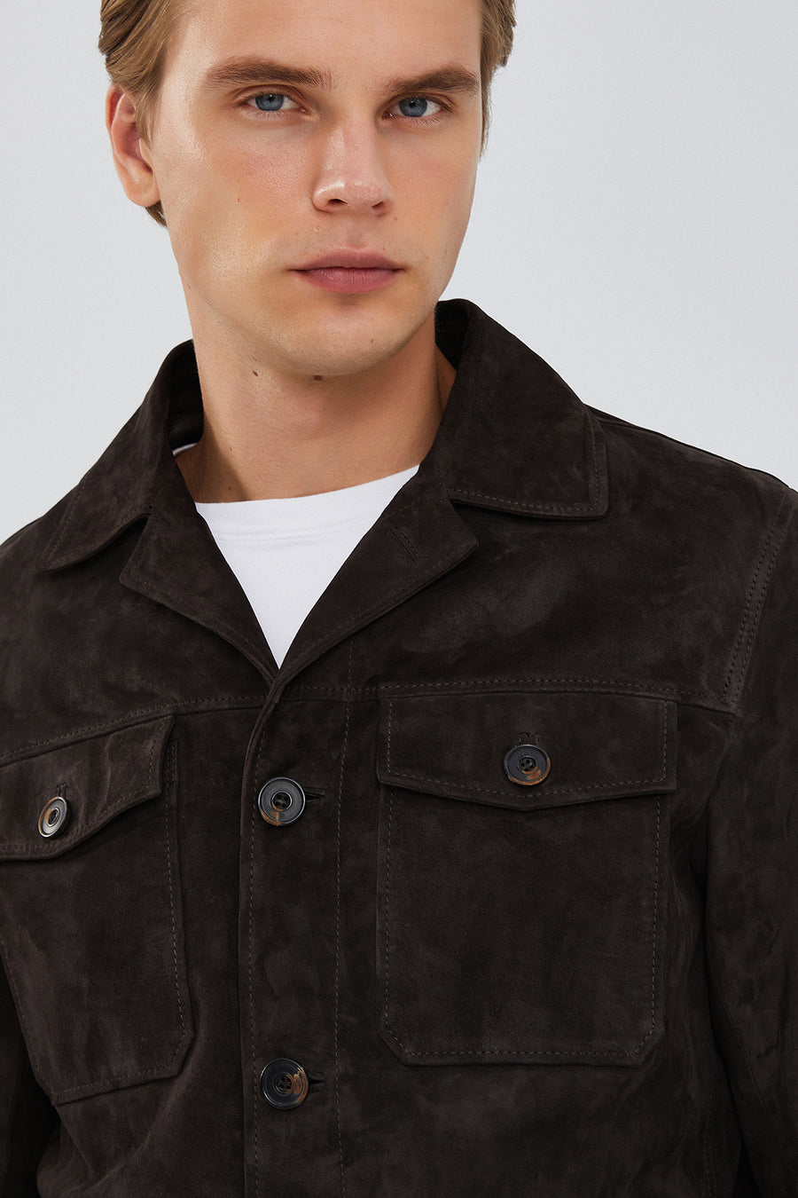 Icardi Men's Brown Suede Blazer Leather Jacket