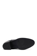 Woman Black Thick-Heeled Leather Cowboy Boots | Derimod