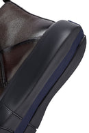 Male Brown Zip Closure Thick-Soled Leather Boots | Derimod