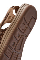 Men's Mink Braided Leather Sandals | Derimod