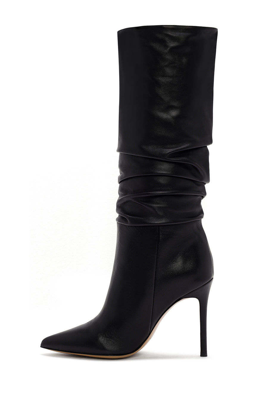 Women's Black High Thin Heel Leather Boots