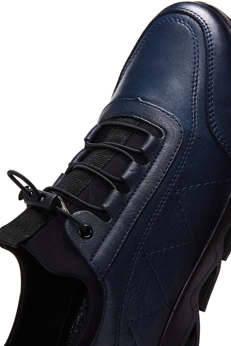 Erkek Lacivert Deri Casual Sneaker
