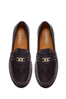 Women's Brown Buckled Leather Loafer | Derimod