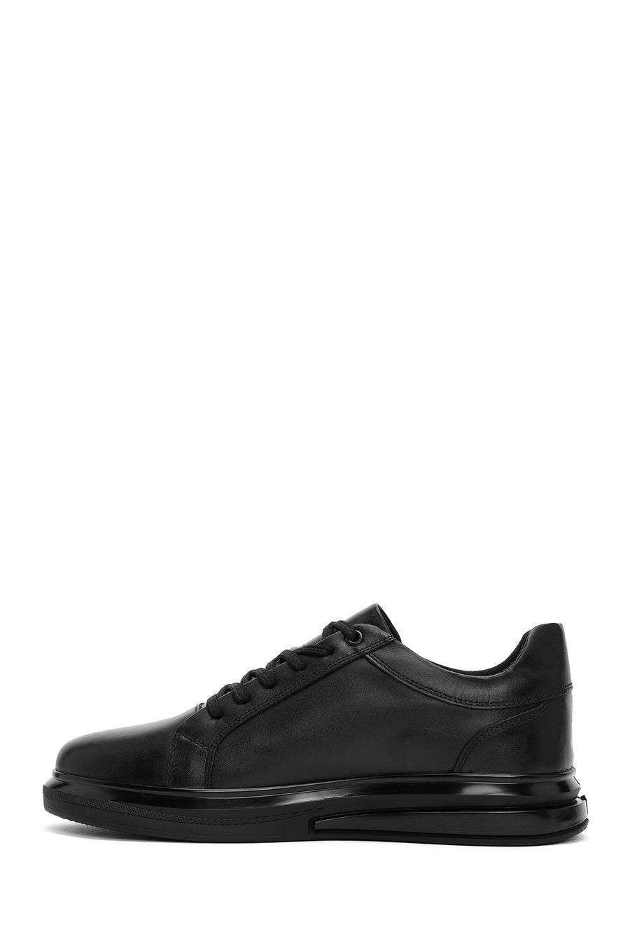 Men's Black Lace-up Leather Sneaker