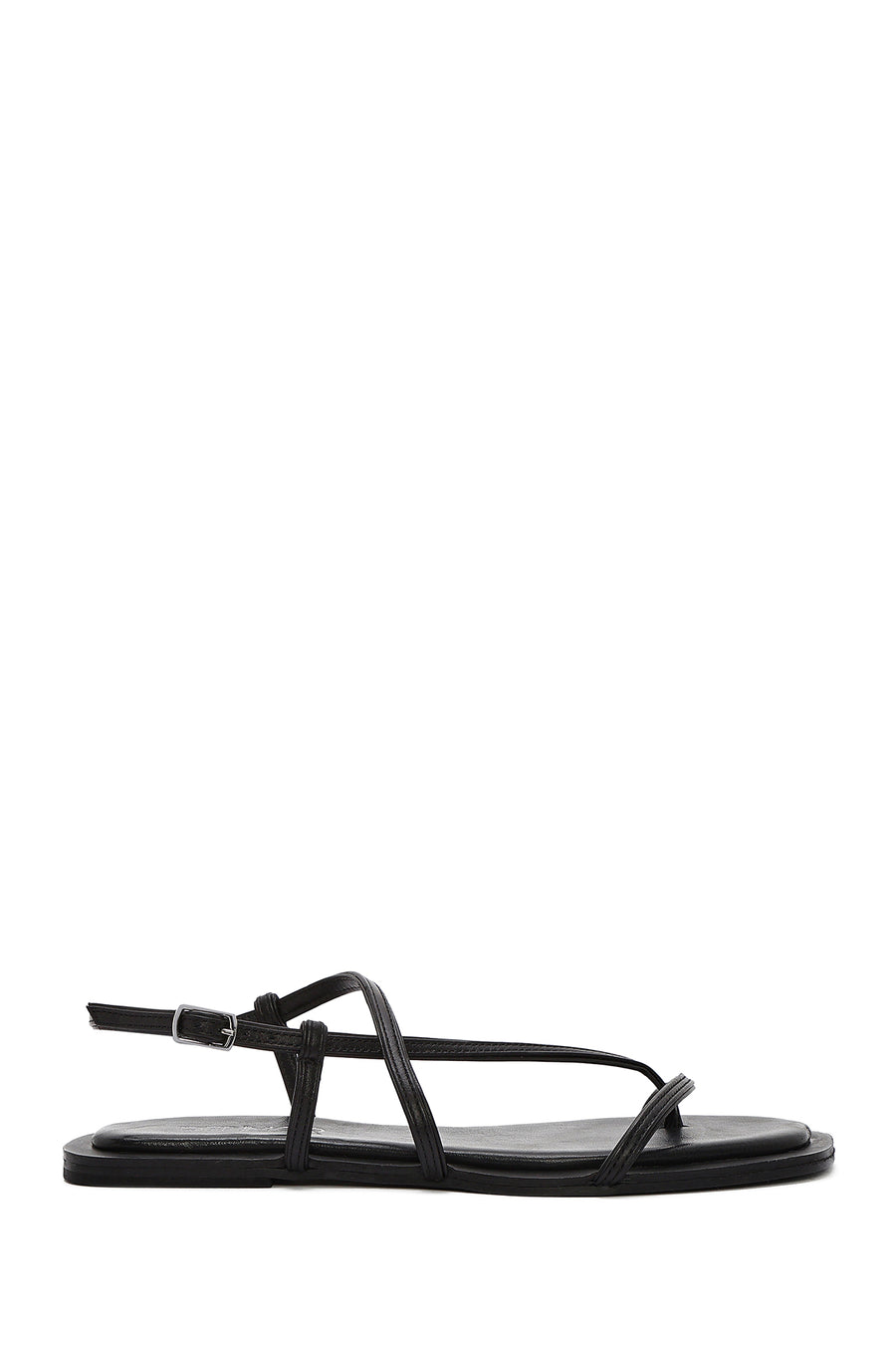 Women's Black Leather Flip-Flop Sandals 25SFD270118 | Derimod