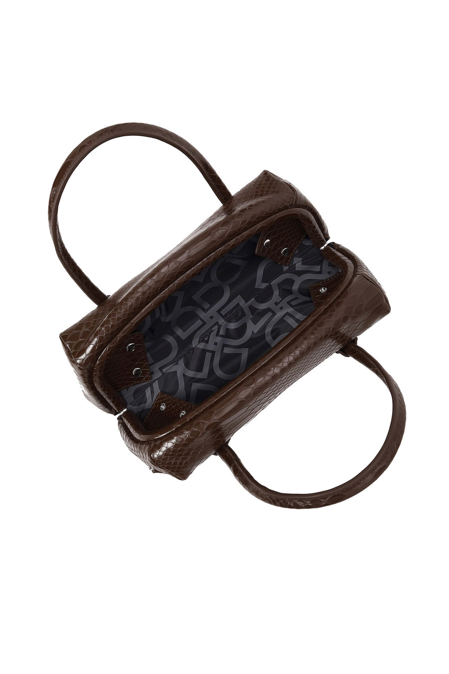 Woman Brown Long Strap Snake Print Shoulder Bag