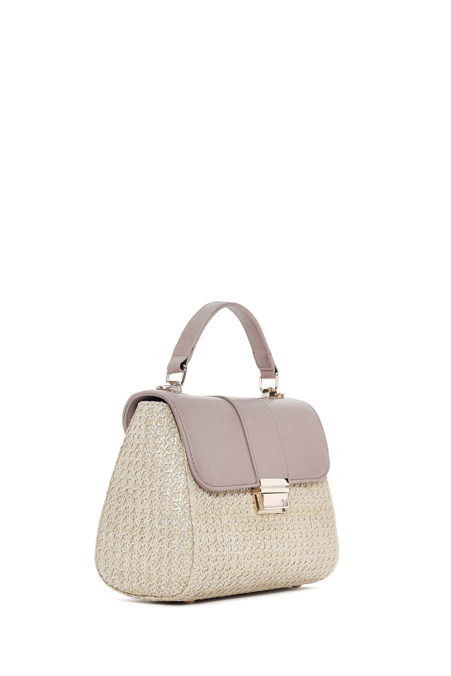 Women's Cream Long Strap Straw Handle Bag