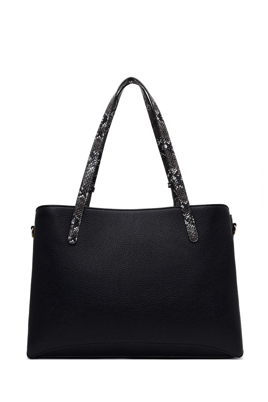 Woman Black Long-Strap Patterned Shoulder Bag
