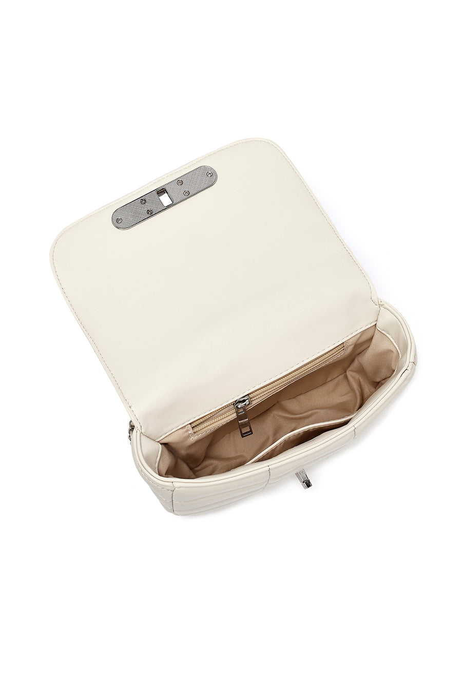 Women's Cream Long Strap Quilted Mini Crossbody Bag