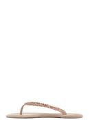 Women's Beige Flip Flops with Stones Jelly Slippers | Derimod