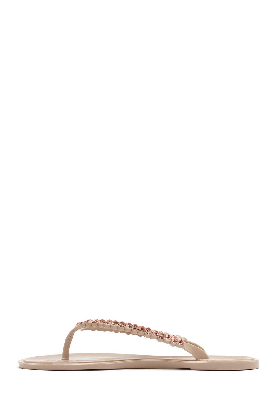 Women's Beige Flip Flops with Stones Jelly Slippers